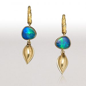 LEAF Boulder Opal Hoop Earrings