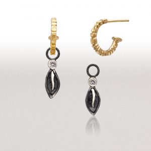 Gold DEEP SCOOPS Hoops and Small LEAF Charms I