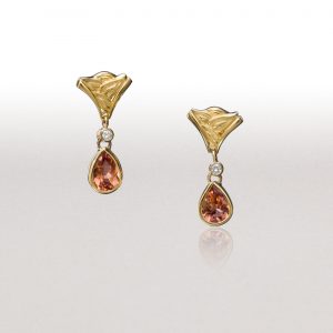 Cognac Tourmaline LEAF WEDGE Earrings