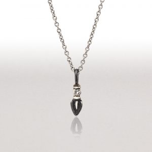 TINY LEAF & White Sapphire Pendant