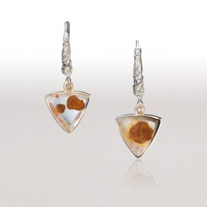 Triangle Drop Earrings with Rock Crystal & Cognac Diamonds